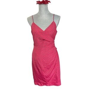 J CREW  Wrap Red Floral Size 8 Women's Strappy Dress, spaghetti strap, preppy